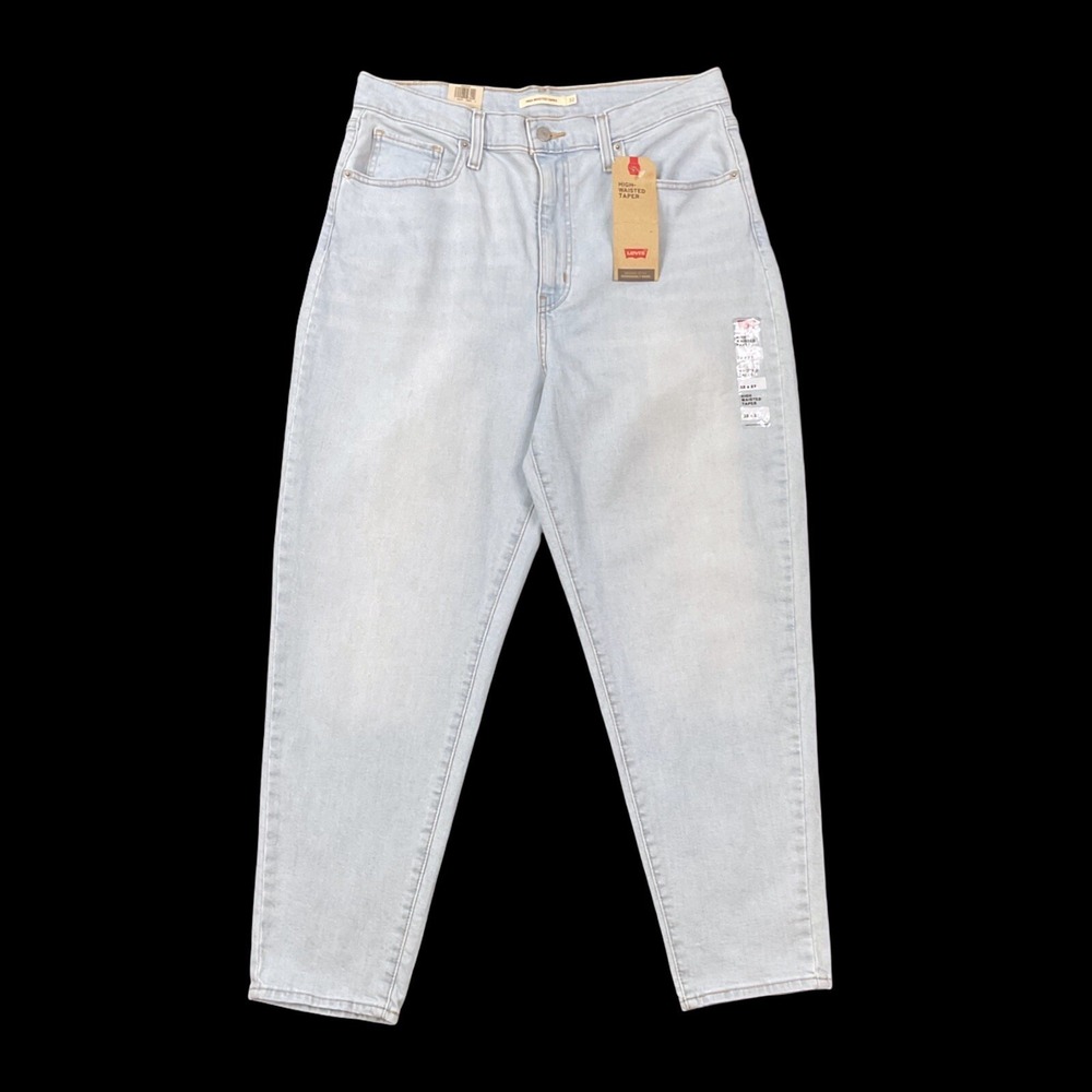Levis Jeans Women 32x27‎ Light Blue High Waisted Tapered Denim NWT